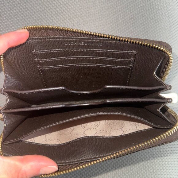 Michael Kors Brown Logo Leather Wristlet Wallet - Picture 3 of 3